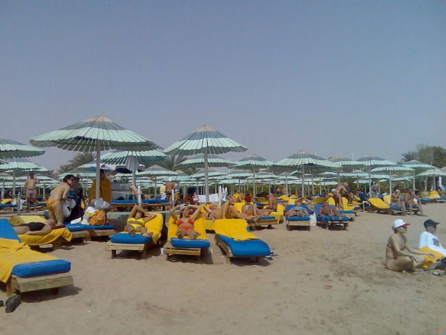 ležalniki na hotelski plaži