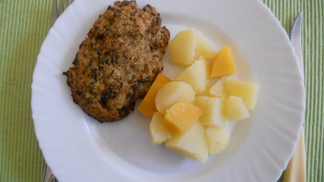 Kuhan krompir in koleraba, polpeti ( ostankov govedine)