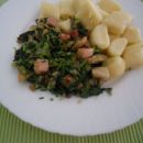 Blitva z gobami in slanino, njoki