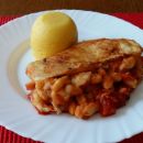 Piščanec po špansko z belim foižolom, polenta