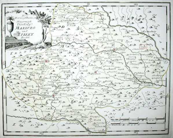 1789 Karta  okrajev Celje in Maribor