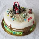 torta rdeči traktor kuža