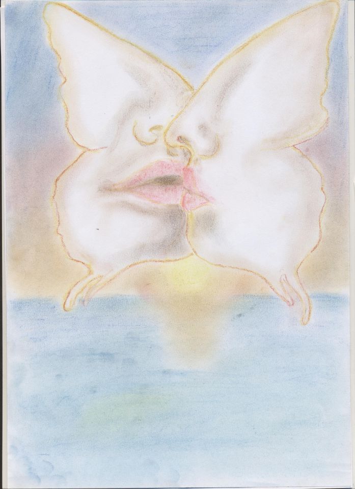 Sunset kiss coloured (pastel)
