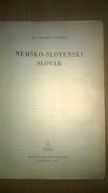 SLOVAR NEMŠKO-SLOVENSKI l.1964, 8 €