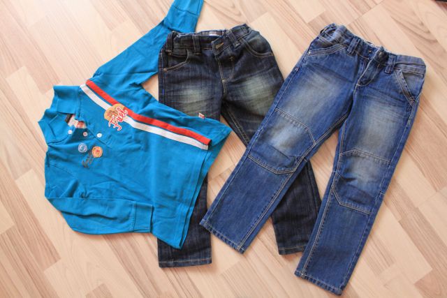 2x jeans 110, 1x majica 110/116