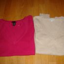 2 x pulover na V, 38/M, tanjši, roza H&M, bež Oviesse, skupaj 2€