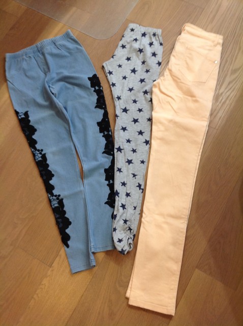 Pajkice jeans z vzorcem calcedonija, pajke zvezdice Idexe in hlace 13-14 let