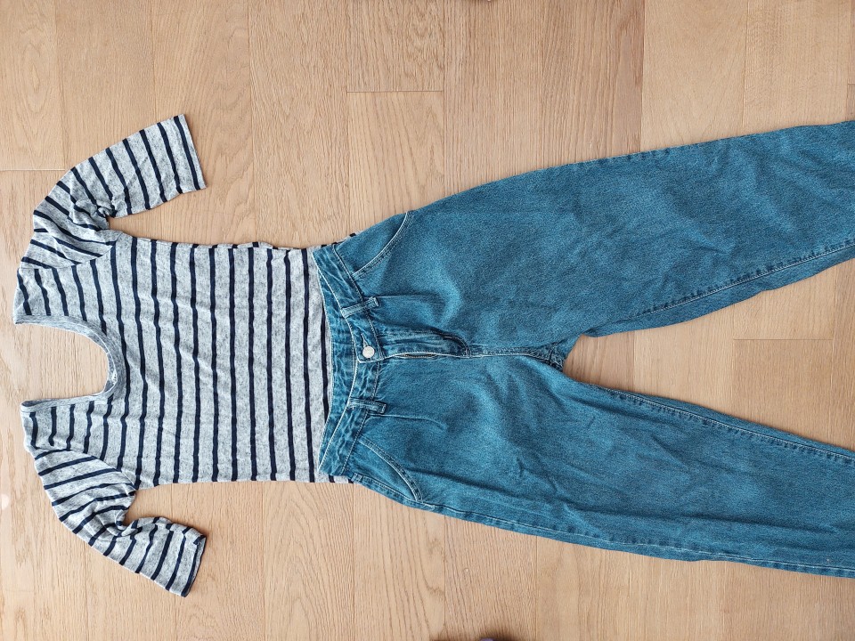 jeans+ majčka, vel 14+, cena 7,5 eur