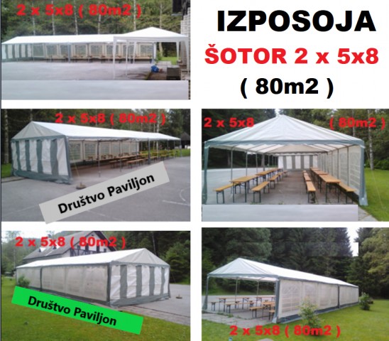 ODDAJA ŠOTORA 5x8 in 3x6 , AGREGATA , VISOKOT