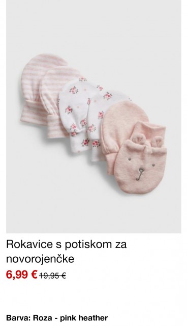Komplet rokavičk za novorojenčke - 5 eur