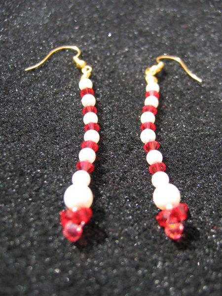 Swarovski uhani za poroko v belo-rdeči kombinaciji